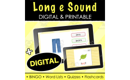 Long e Sound - Digital Quiz, Digital Flash Cards, Word Lists and Quizzes
