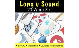 Long u Vowel Sound - Word Lists, Tests, BINGO - Print & Digital | 20-Word Set