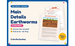 Main Details Earthworms Worksheet – 2nd Grade Main Idea Practice