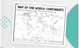 World Map Labeling Packet – Continents, Oceans, Mountains