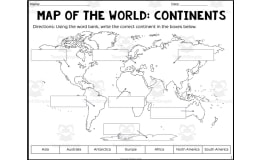 World Map Labeling Packet – Continents, Oceans, Mountains