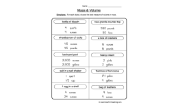 Mass and Volume Worksheet