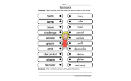 Match Synonyms Worksheet