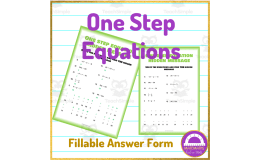 Math One Step Equations Activity Worksheet