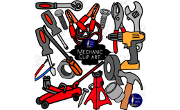 Mechanic Tools Clip Art – 42-Image Color & B&W Set