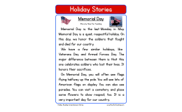 Memorial Day Reading Comprehension Worksheet