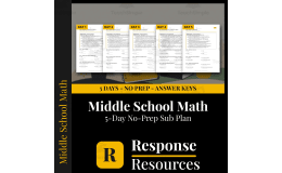 Middle School Math Emergency Sub Plans - 5 Days Self-Checking