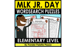 Mlk Day Jr. Wordsearch Puzzles + Answers - Elementary Level