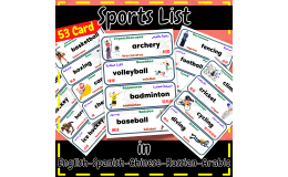 Multilingual Sports Flashcards English-Spanish-Arabic-Russian-chinese
