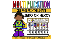 Multiplication Facts - Zero Printable Game