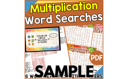 Multiplication Word Search: 1 Page Sample (PDF)