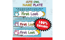 Name Plate Labels in Owl Theme - 100% Editable
