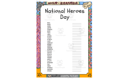 National Heroes Day word Scramble puzzle worksheet