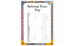 National Picnic Day word Scramble puzzle worksheet