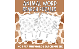 No Prep Animal Word Search Puzzles For Pre-K , 1st , 3nd Grade