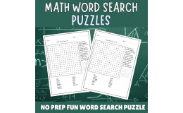 No Prep Math Word Search Puzzle Activity For PreK, 1st, 2nd, 3rd Grade
