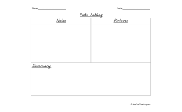 Note Taking and Summarizing Graphic Organizer
