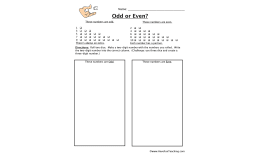 Odd Even Worksheet