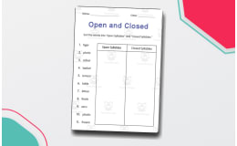 Open and Closed Syllables Worksheets in Spanish