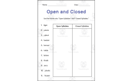 Open and Closed Syllables Worksheets in Spanish