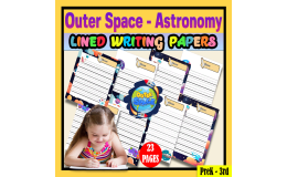 Outer Space Astronomy Lined Writing Paper Theme for Preschool and Kind