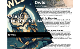 Owls Reading Comprehension Passage - Cored Ed Encyclopedia