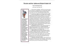 Parent Handout About The Adolescent Brain (Grades 6-8)