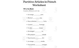 partitive articles in french worksheet with answers