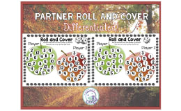 Partner Roll and Cover Game: Apple Themed | Differentiated Math Activity