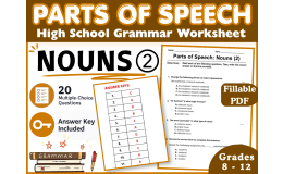 Parts of Speech | Nouns 2 | High School Grammar Worksheet Fillable PDF