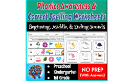 Phonics Worksheets: Beginning, Middle & Ending Sounds + Spelling