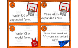 Place Value Basketball – 2nd Grade Task Cards