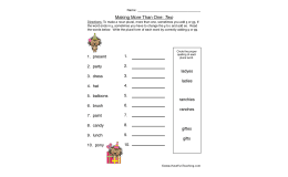 Plurals: S, ES & IES – Word Ending Worksheet