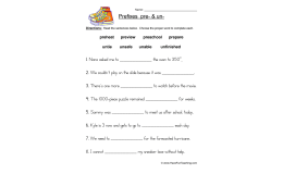 Pre- and Un- Prefixes Worksheet