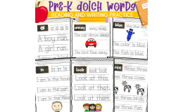 Pre-K Dolch Words Reading and Writing Practice