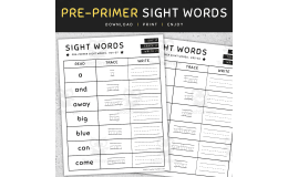 Pre-primer Sight Words: Pre-K Read, Trace and Write Worksheets, [SET 4]