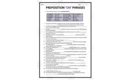 Prepositions: ON Phrases Worksheet