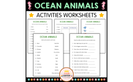 Printable Ocean Animals Activity Worksheets for Grade 2, 3, 4