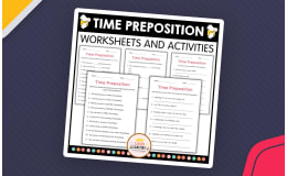 Printable Preposition of Time In On or At Worksheets for Grade 1, 2, 3