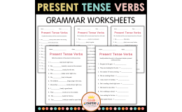 Printable Simple Present Tense Verbs Grammar Worksheets for Grade 2, 3