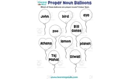 Proper Noun Balloons Activity