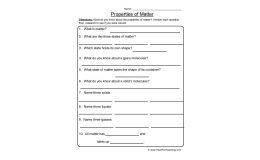 Properties of Matter Review Worksheet