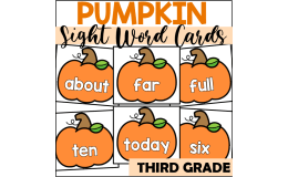 Pumpkin Sight Word Cards for Third Grade