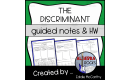 Quadratic Functions: The Discriminant Guided Notes + Homework Set