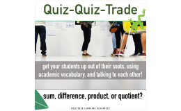 Quiz-Quiz-Trade Game: Sum, Difference, Product, or Quotient?