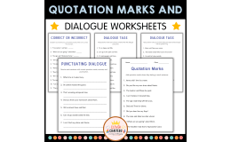 Quotation Marks and Dialogue Grammar Practice Worksheets for Grade 1