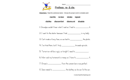 Re- and Dis- Prefixes Worksheet