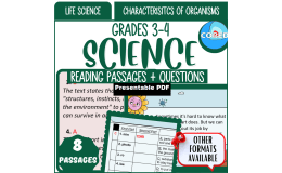 Reading Comprehension Characteristics of Organisms (Presentable PDF)