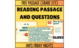 Reading Comprehension Fiction Set 7: Ian's Friday Nights (Slides)