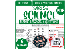 Reading Comprehension on Cells, Reproduction and Genetics (PDF)